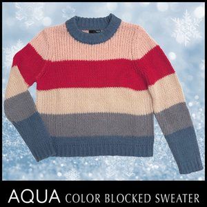 AQUA Color Blocked Stripe Sweater  Size S